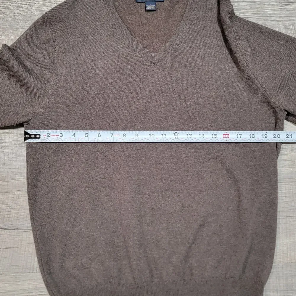 Brooks Brothers‎ Mens Extra Fine Merino Wool V Neck Classic Sweater Brown